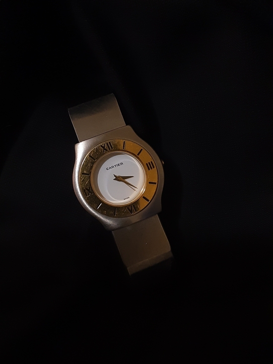 Cartier Accessories - Vintage Cartier Two-Tone Silver and Gold Dial Slim Bracelet Watch
